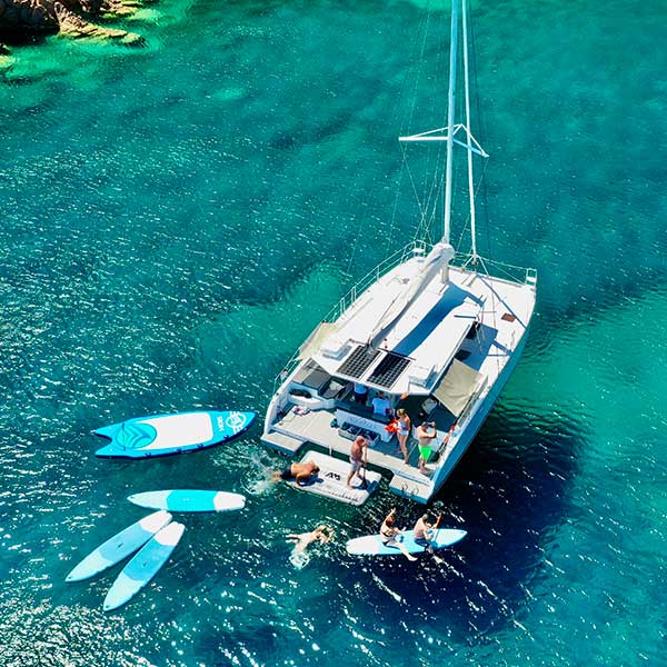 the catamaran into the calanques